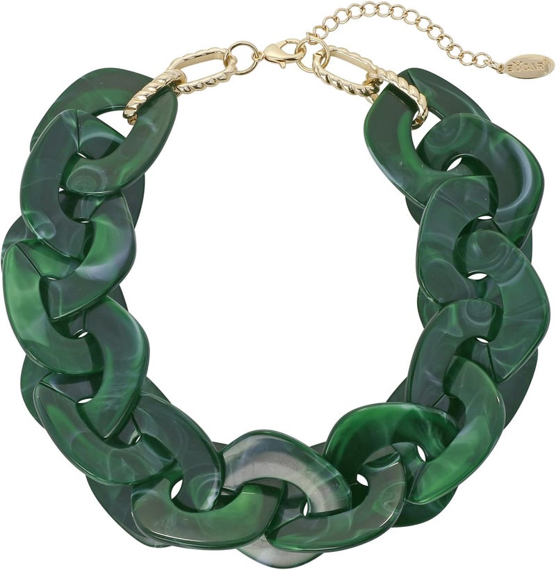 Bocar Statement Chunky Acrylic Cuban Choker Necklace Fashion Bib Collar Chain Necklace for Women(NK-10666) - Image 1